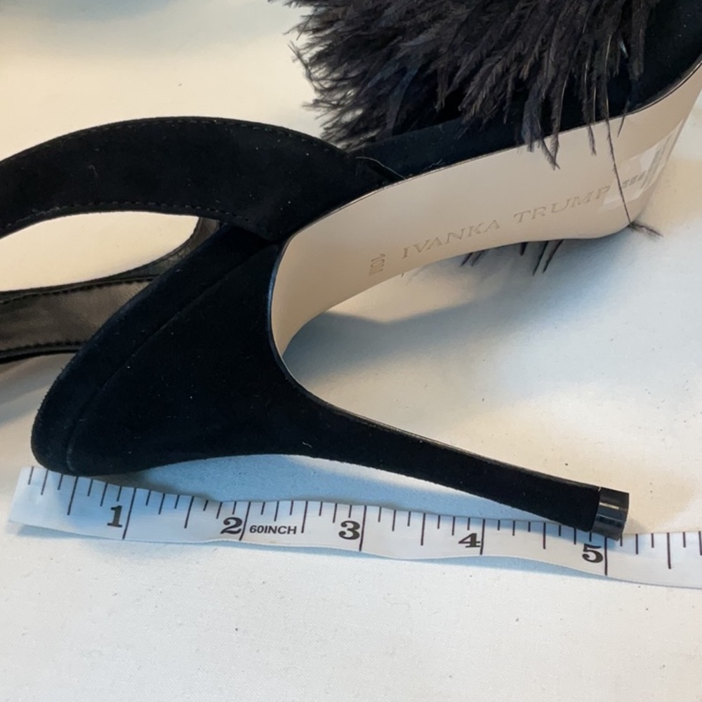 Ivanka Trump Black Stiletto Heels with Feather Embellishments - Picture 9 of 9